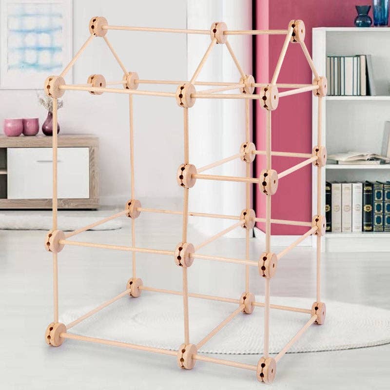 Wooden Building Block Toys for Kids Ages 4-8, STEM Preschool Learning Educational Toys for Children, Creative Construction Toys Gift for Boys and Girls, 60 Pcs