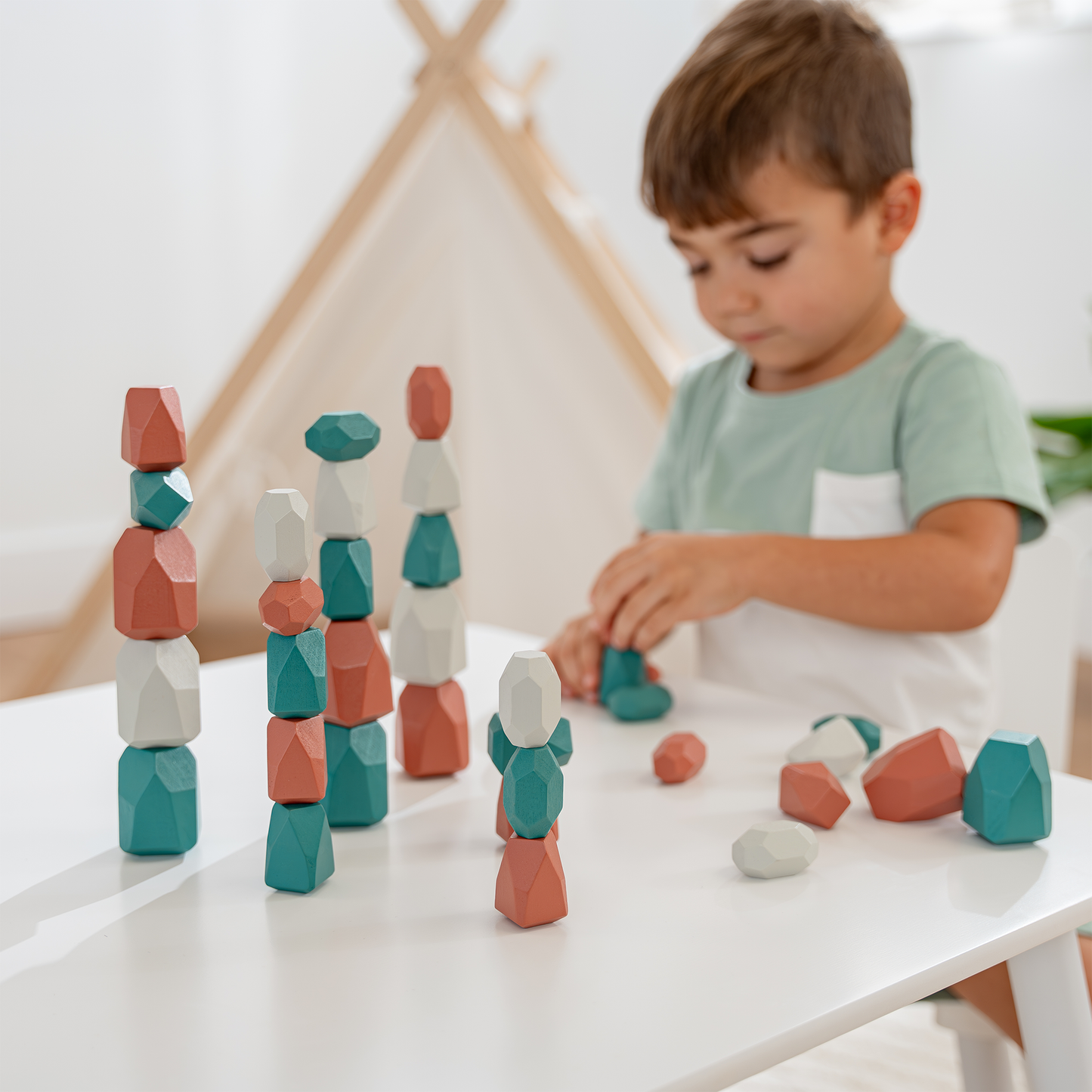 Stacking Rocks, 36 pcs Wooden Stacking Stones by Comfy Cubs