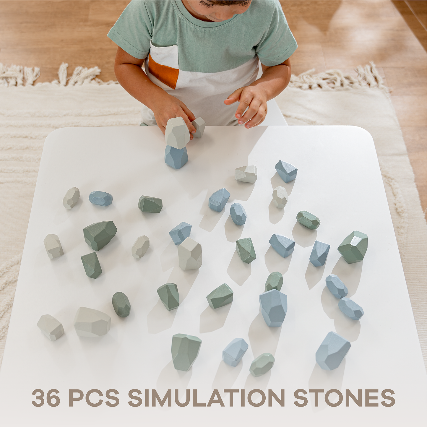 Stacking Rocks, 36 pcs Wooden Stacking Stones by Comfy Cubs