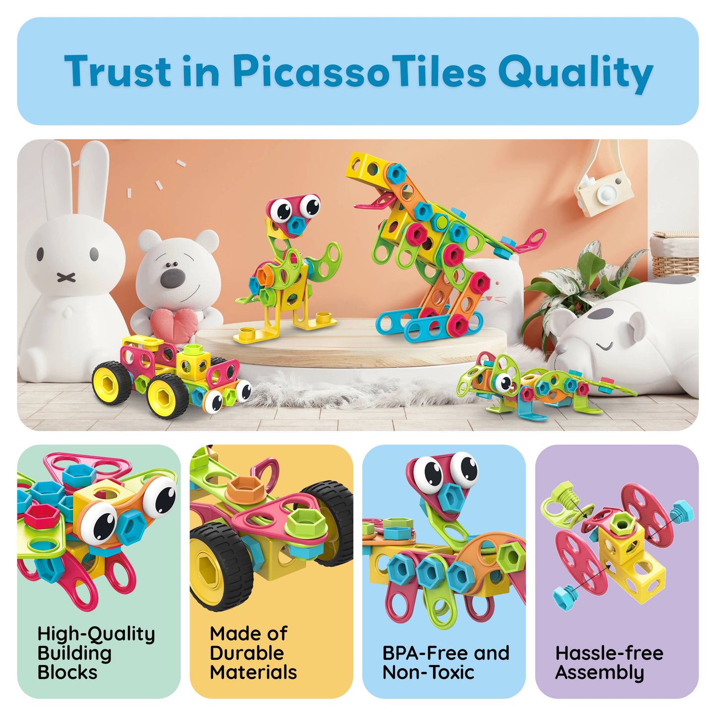 PicassoTiles PTN250 Engineering Construction Set