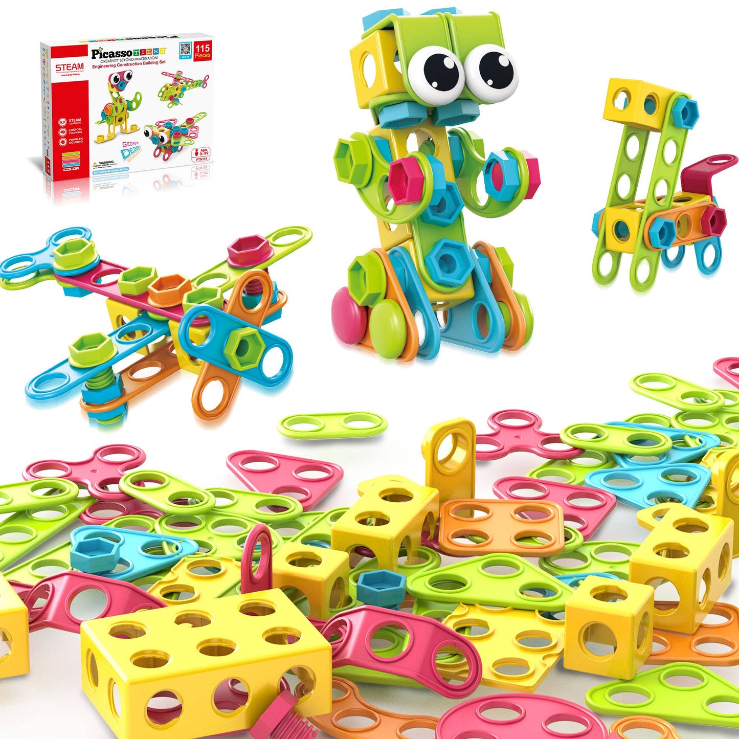 PicassoTiles 115pc Engineering Construction Set