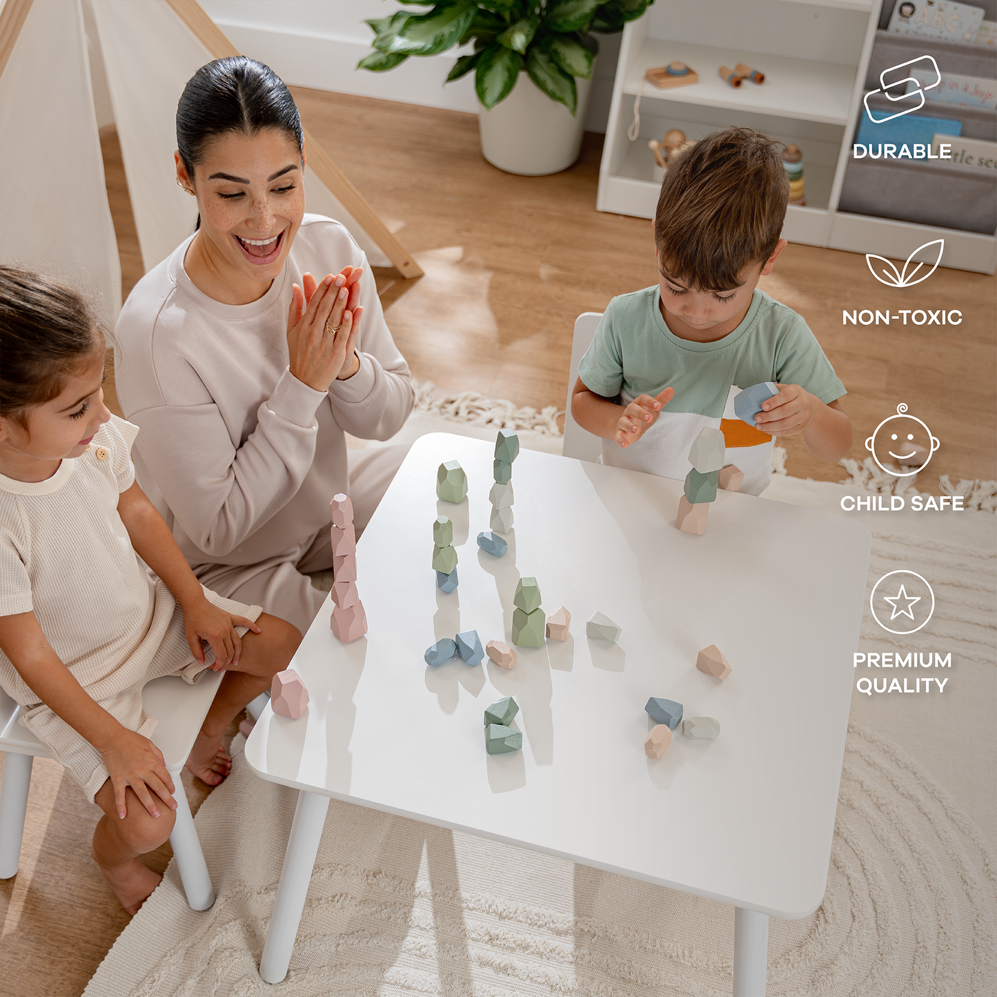 Stacking Rocks, 36 pcs Wooden Stacking Stones by Comfy Cubs