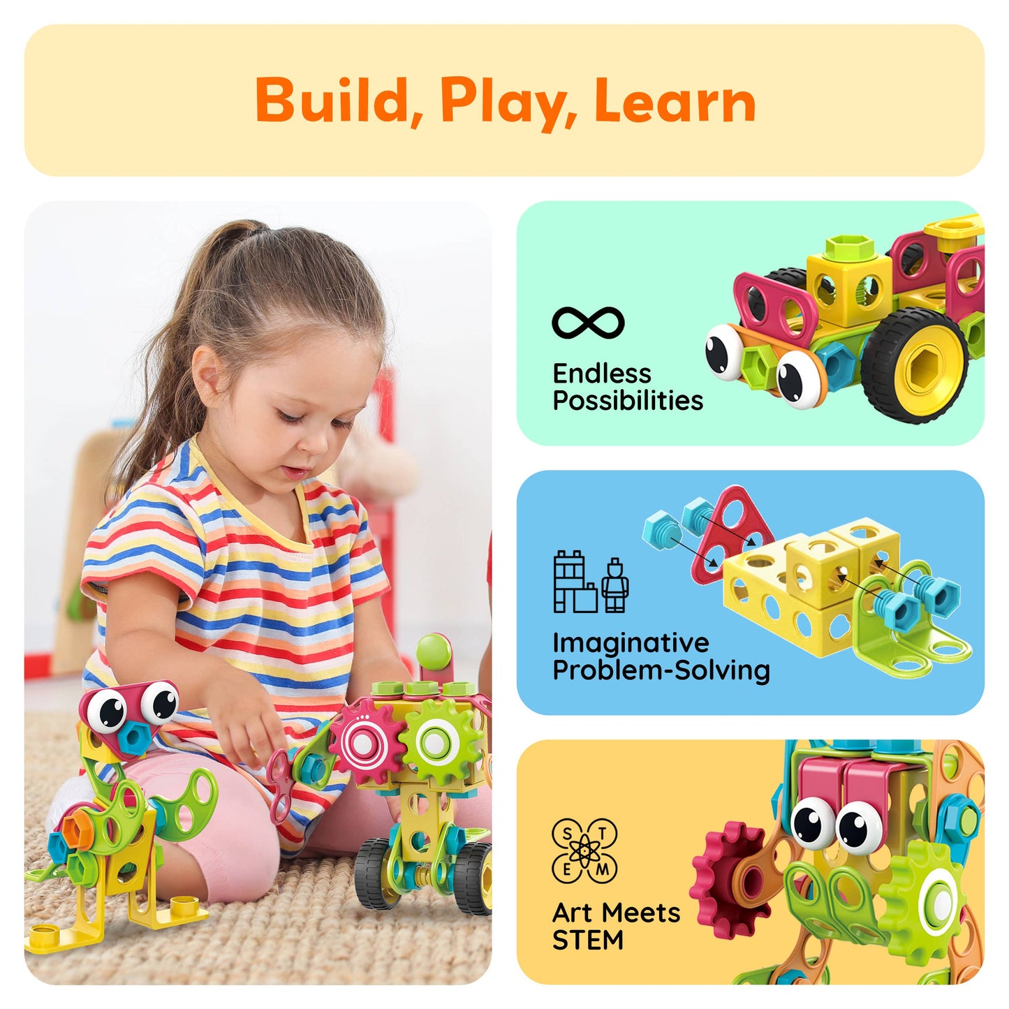 PicassoTiles PTN250 Engineering Construction Set