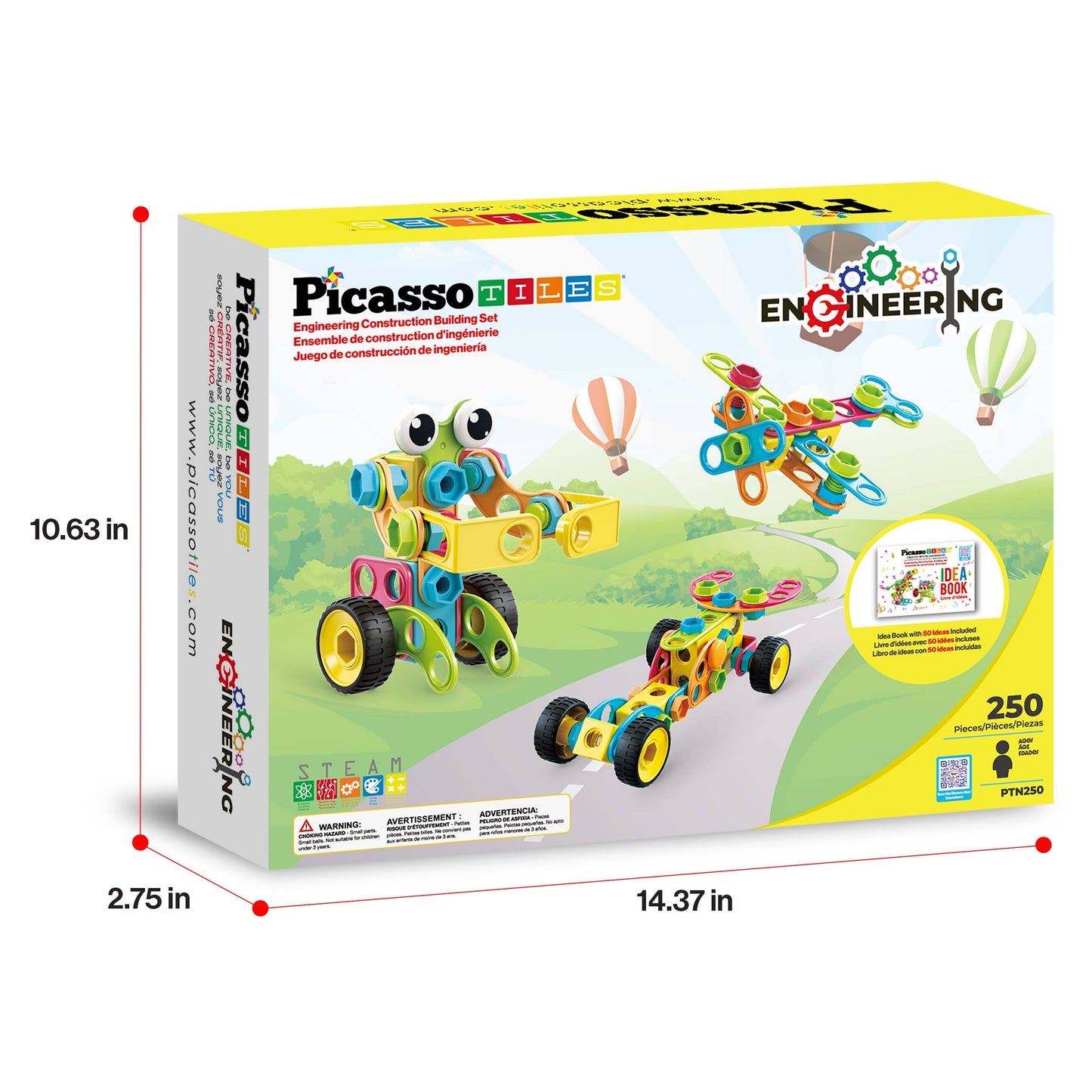 PicassoTiles PTN250 Engineering Construction Set
